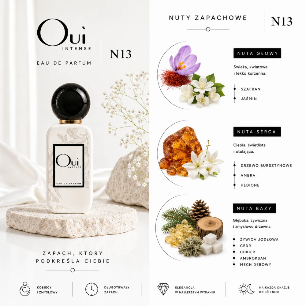 Oui Intense N13 woda perfumowana 50ML inspirowane zapachem Maison Francis Kurkdjian Baccarat Rouge 540
